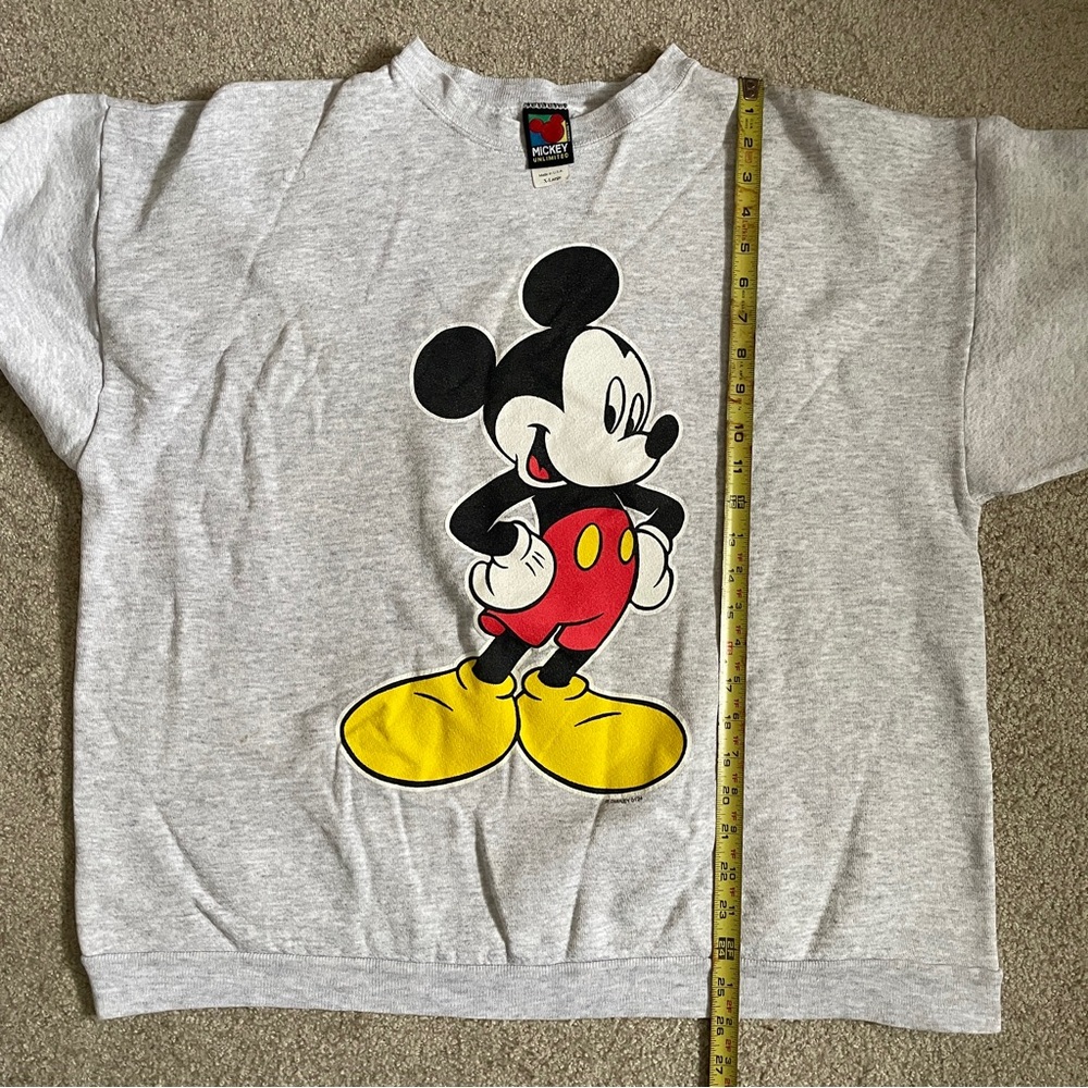 Vintage 90s Disney Mickey Mouse Heather Gray Crewneck Sweatshirt Unisex XL WDW - Picture 7 of 7